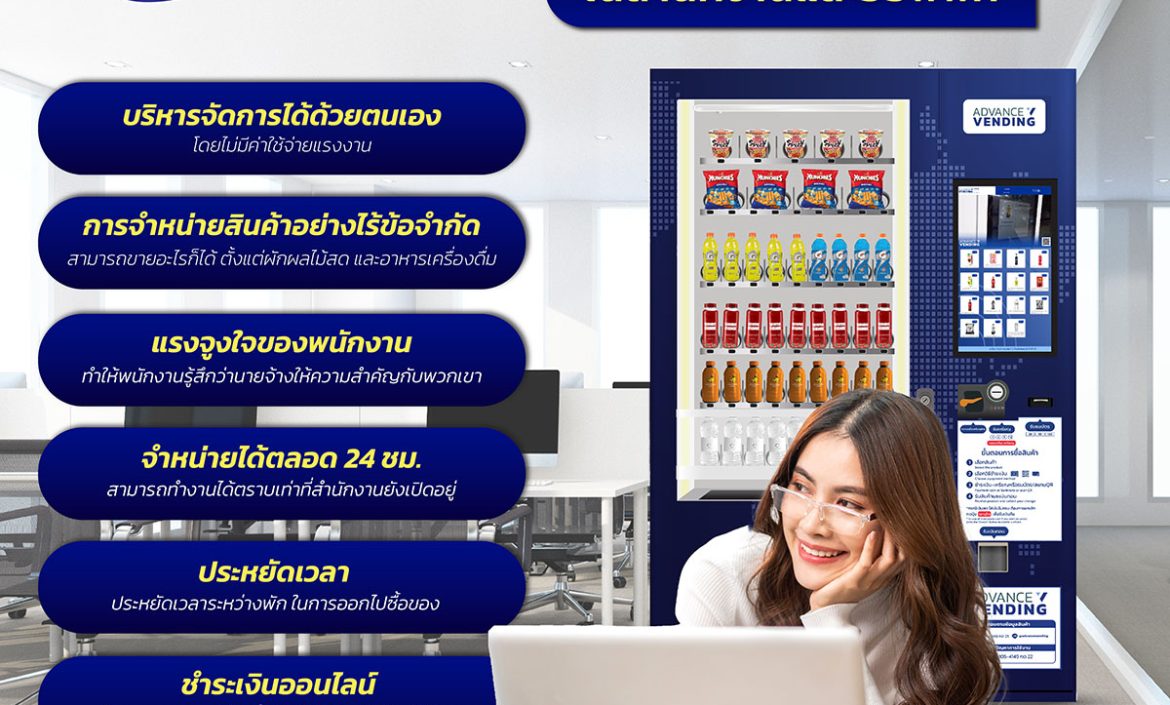 ข้อดีของกาำรวางตู้เวนดิ้งหรือตู้จำหน่ายสินค้าอัตโนมัติ (Vending Machine) ในออฟฟิศสำนักงาน